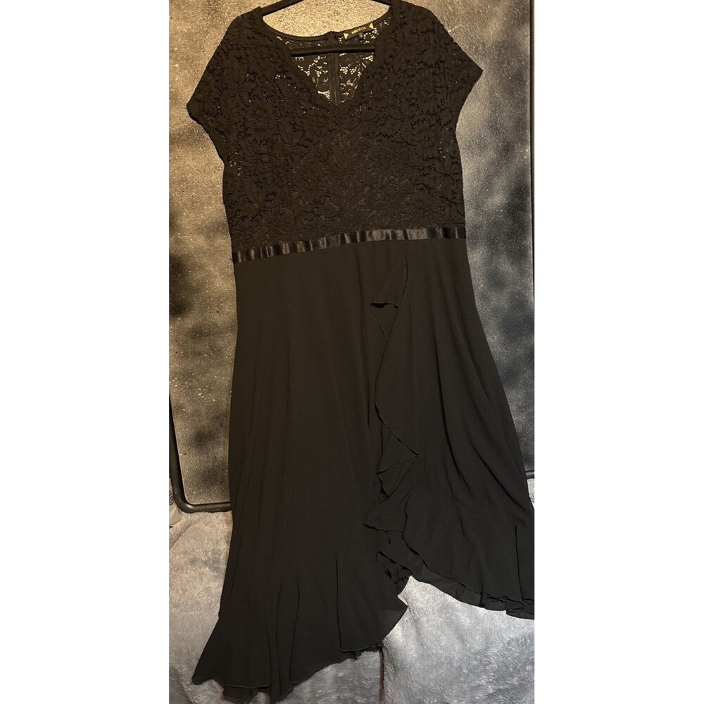 Miusol Gown Black 4XL Front Ruffle Lace Formal Event Dress Wedding Party